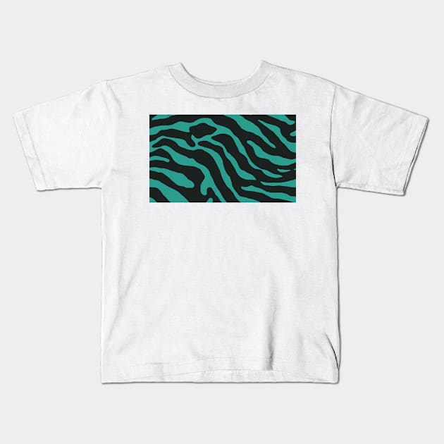 Tiger Skin Pattern Face Mask Jungle Green Kids T-Shirt by MAGE